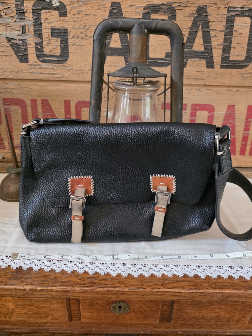 Vintage Francesco Biasia Leather Bag With Suede Accents